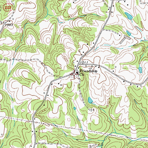 Topographic Map of Friendship Cemetery, NC