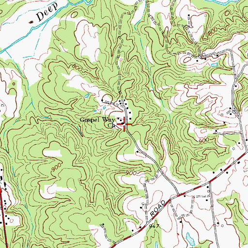 Topographic Map of Gospel Way Cemetery, NC