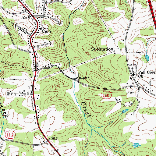 Topographic Map of Gross Mill (historical), NC