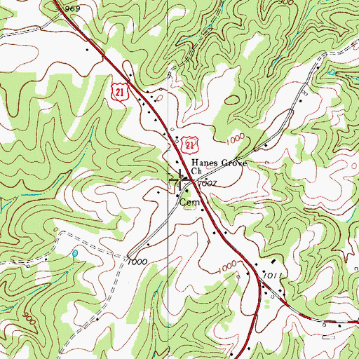 Topographic Map of Hanes Grove Cemetery, NC
