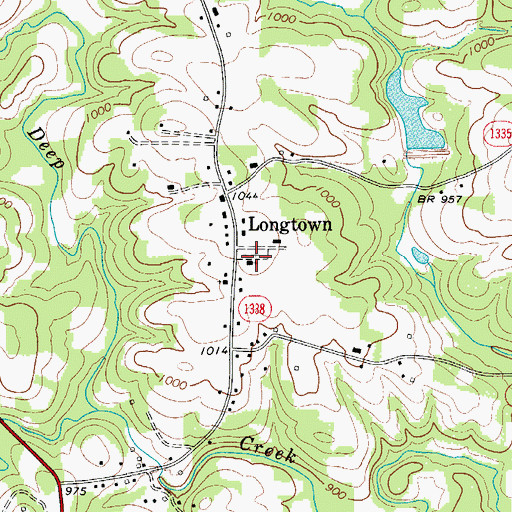 Topographic Map of Longtown Methodist Church, NC