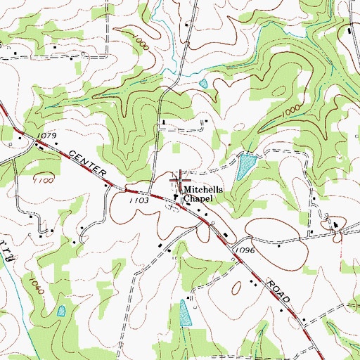 Topographic Map of Mitchells Chapel Cemetery, NC
