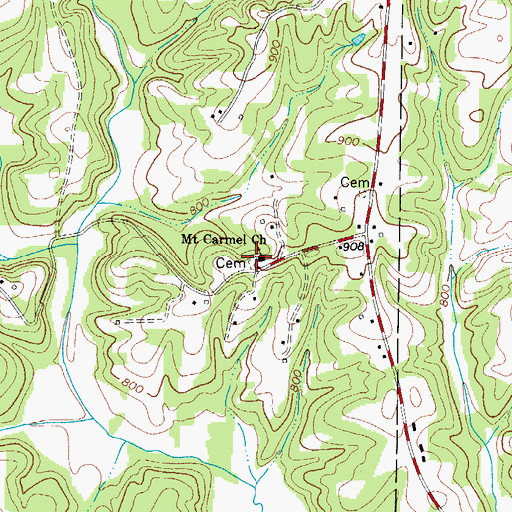 Topographic Map of Mount Carmel Cemetery, NC