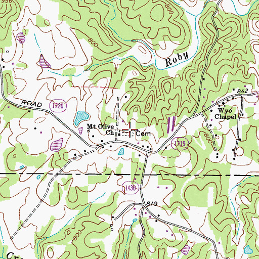 Topographic Map of Mount Olive Cemetery, NC