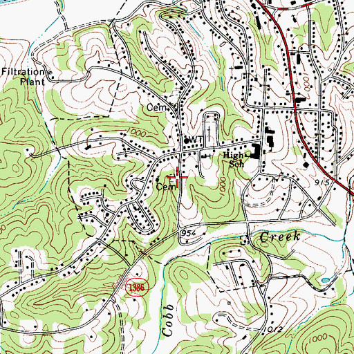 Topographic Map of Mount Pleasant Cemetery, NC