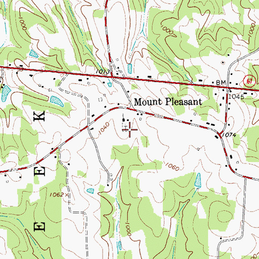 Topographic Map of Mount Pleasant Cemetery, NC