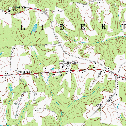 Topographic Map of Mount Zion Cemetery, NC