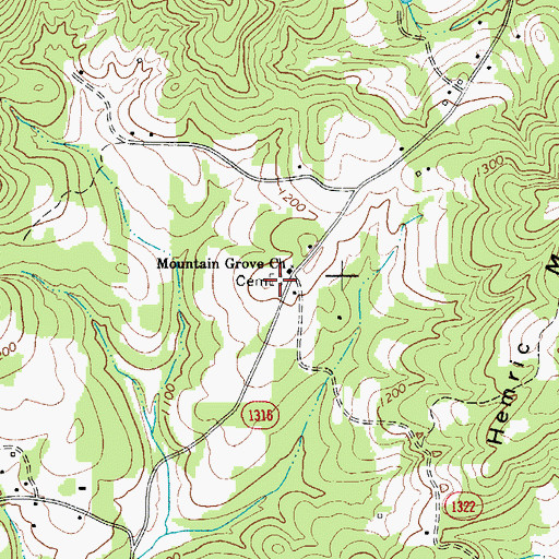 Topographic Map of Mountain Grove Cemetery, NC