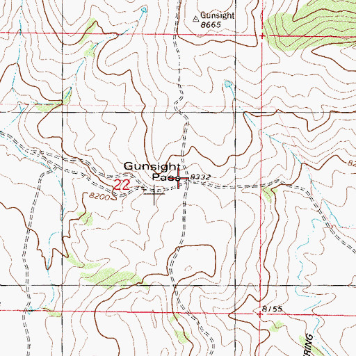 Topographic Map of Gunsight Pass, CO