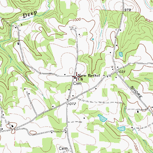Topographic Map of New Bethel Cemetery, NC
