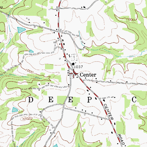 Topographic Map of Old Center Cemetery, NC