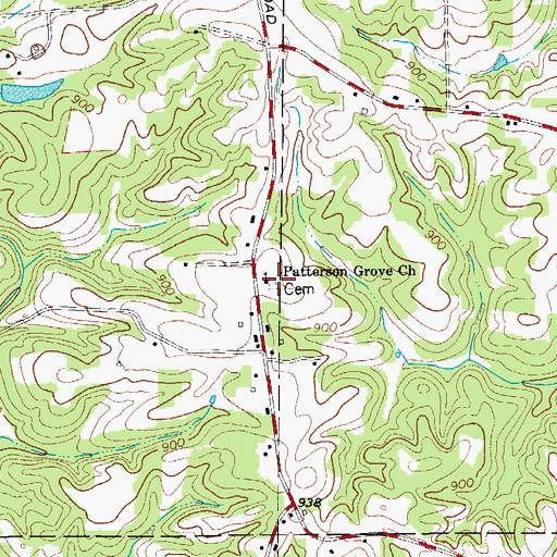 Topographic Map of Patterson Grove Cemetery, NC