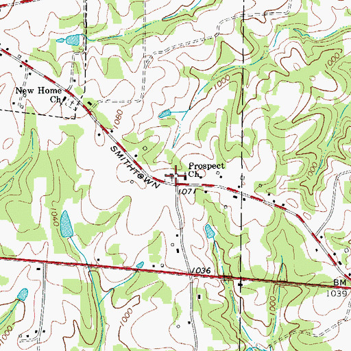 Topographic Map of Prospect Cemetery, NC