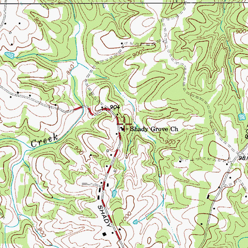 Topographic Map of Shady Grove Cemetery, NC