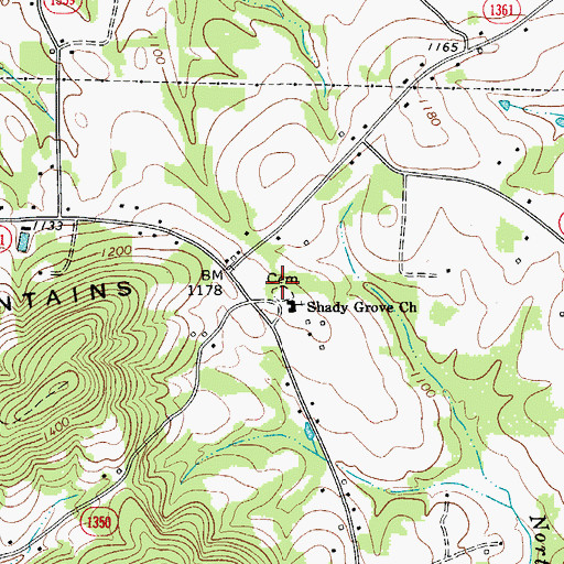 Topographic Map of Shady Grove Cemetery, NC