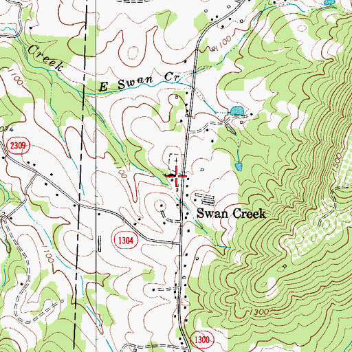 Topographic Map of Swan Creek Baptist Church, NC