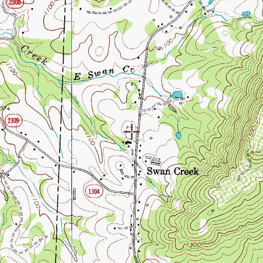 Topographic Map of Swan Creek Cemetery, NC