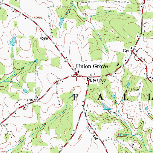 Topographic Map of Union Grove Cemetery, NC