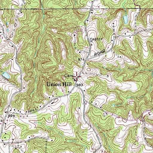 Topographic Map of Union Hill Cemetery, NC