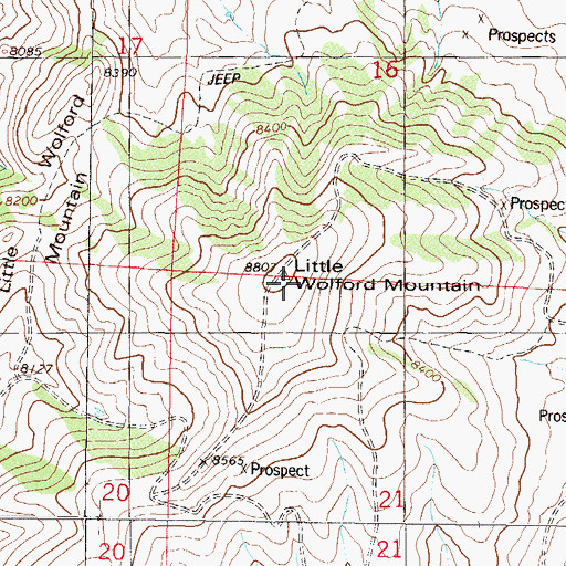 Topographic Map of Little Wolford Mountain, CO