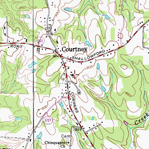 Topographic Map of Courtney Baptist Church, NC