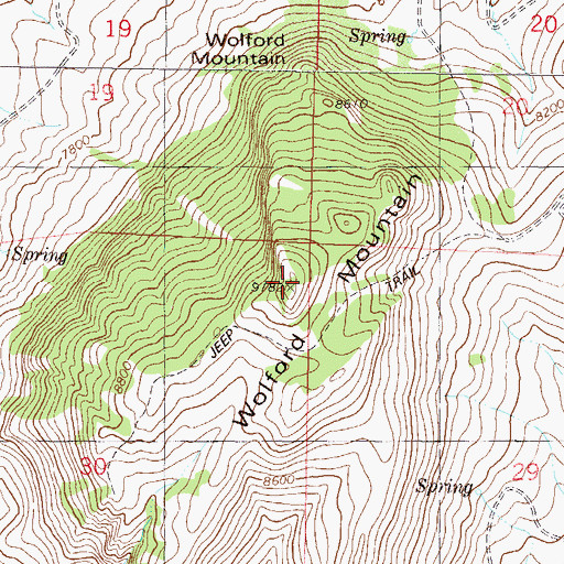 Topographic Map of Wolford Mountain, CO
