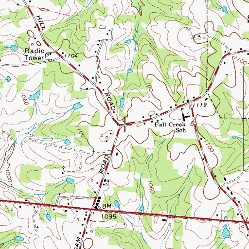 Topographic Map of Five Forks, NC