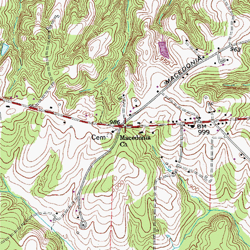 Topographic Map of Macedonia, NC