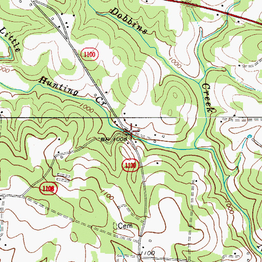 Topographic Map of Mayberry Mill (historical), NC