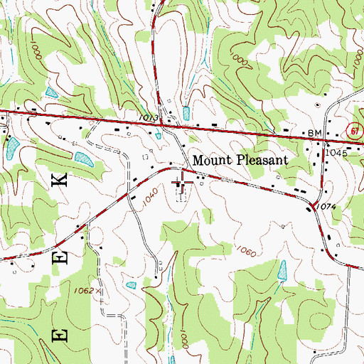Topographic Map of Mount Pleasant United Methodist Church, NC