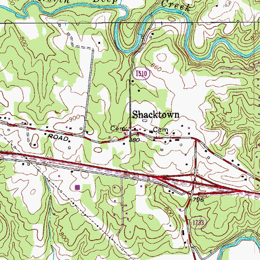 Topographic Map of Shacktown Church of Christ, NC