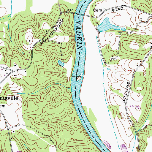 Topographic Map of Shallow Ford, NC