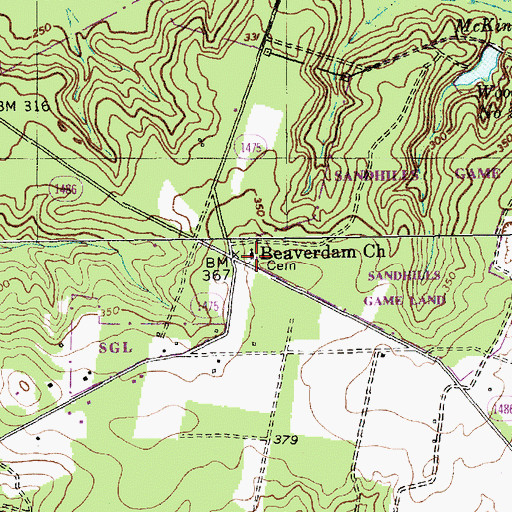 Topographic Map of Beaver Dam Cemetery, NC