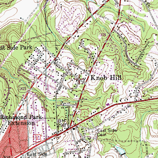 Topographic Map of Knob Hill Church, NC