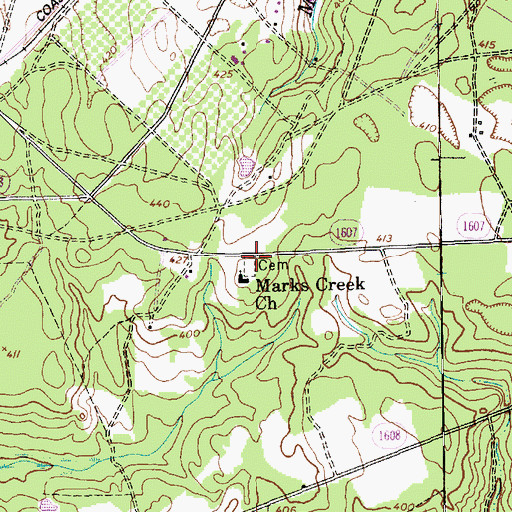 Topographic Map of Marks Creek Cemetery, NC
