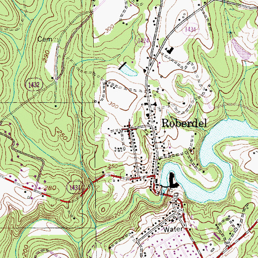 Topographic Map of Roberdell Baptist Church, NC