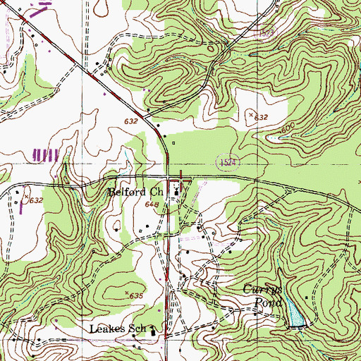 Topographic Map of Belford Cemetery, NC