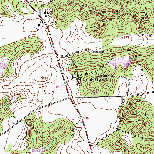 Topographic Map of Marcus Grove Cemetery, NC