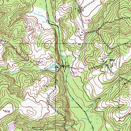 Topographic Map of McKenzie Bridge, NC