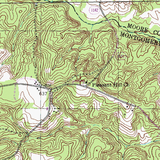 Topographic Map of Pleasant Hill Cemetery, NC