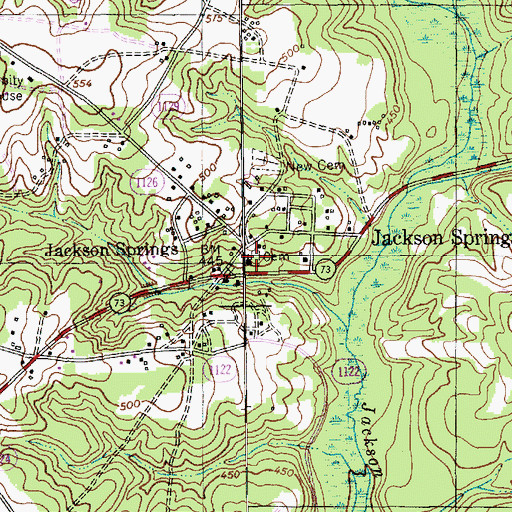 Topographic Map of Jackson Springs Presbyterian Church, NC