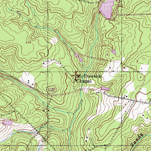 Topographic Map of McDonalds Chapel Cemetery, NC
