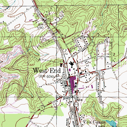 Topographic Map of West End Presbyterian Church, NC