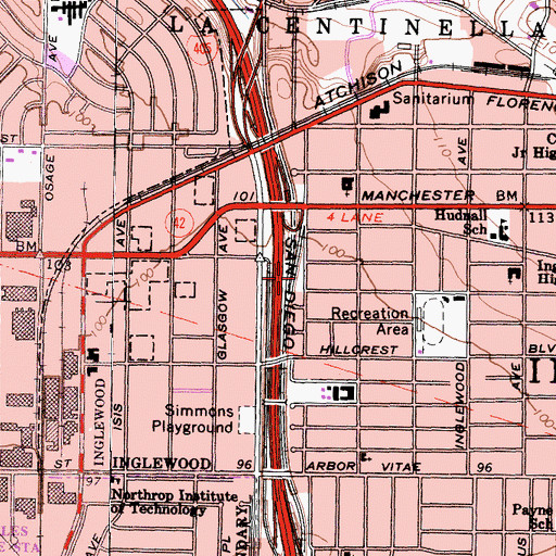 Topographic Map of Ashwood Park, CA
