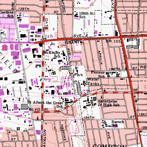 Topographic Map of Campanella Park, CA