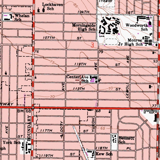 Topographic Map of Center Park, CA