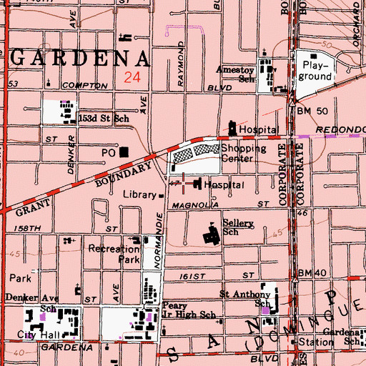 Topographic Map of Vista Hospital of South Bay, CA