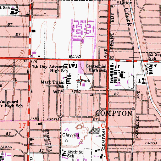 Topographic Map of Enterprise Park, CA