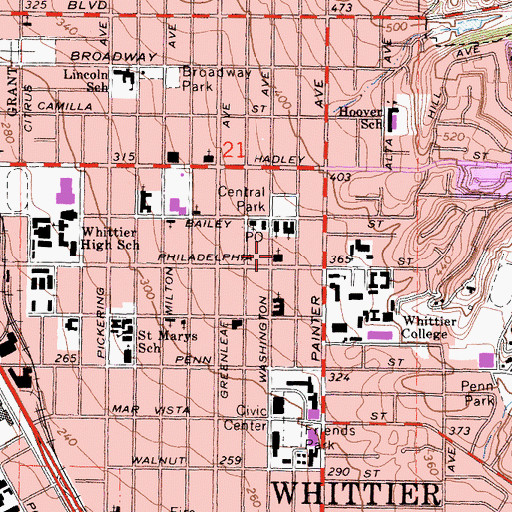 Topographic Map of First Friends Church, CA