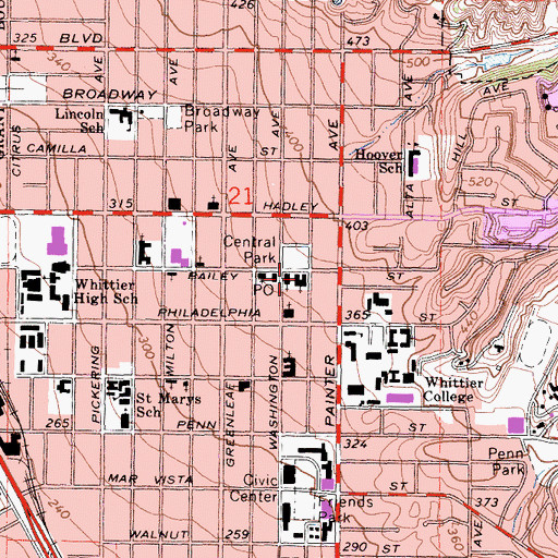 Topographic Map of First United Methodist Church, CA